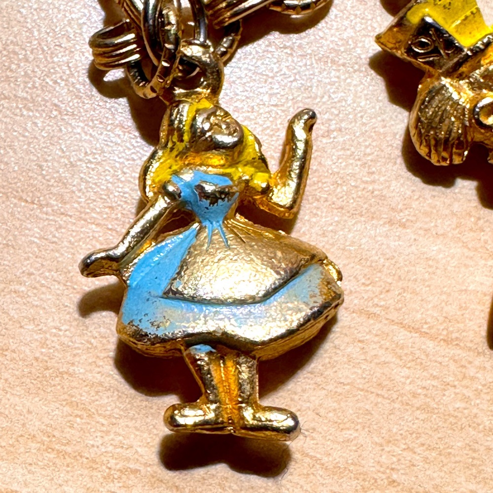 Vintage Alice in Wonderland Charm Bracelet - 60’s Gold Walt Disney Productions